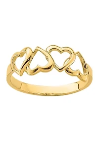 14K Yellow Gold Polished Heart Ring