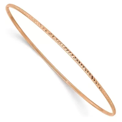 14K Rose Gold 1.5mm Diamond-Cut Slip-on Bangle Bracelet