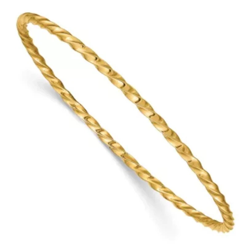 14K Yellow Gold 2.50mm Twisted Slip-on Bangle