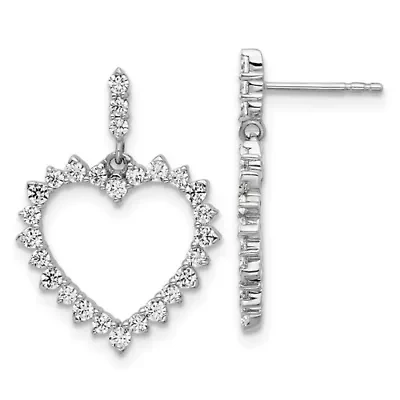 Lab Created 7/8 ct. t.w. Lab Grown Diamond VS/SI+ G+ Dangle Heart Post Earrings in 14K White Gold