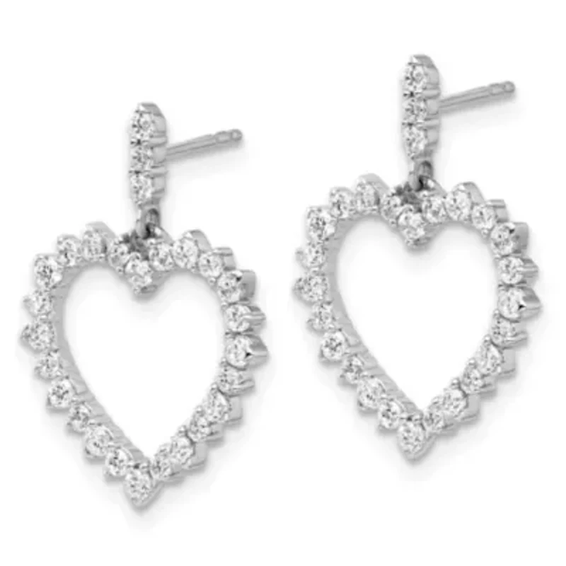 Lab Created 7/8 ct. t.w. Lab Grown Diamond VS/SI+ G+ Dangle Heart Post Earrings in 14K White Gold