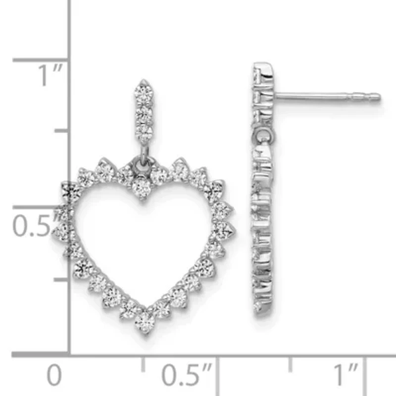 Lab Created 7/8 ct. t.w. Lab Grown Diamond VS/SI+ G+ Dangle Heart Post Earrings in 14K White Gold