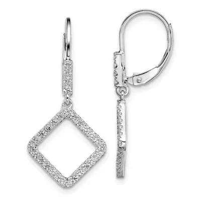 Lab Created 1/2 ct. t.w. Lab Grown Diamond Square Leverback Earring in 14K White Gold