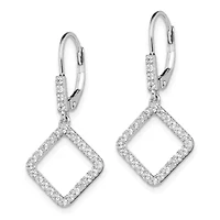 Lab Created 1/2 ct. t.w. Lab Grown Diamond Square Leverback Earring in 14K White Gold