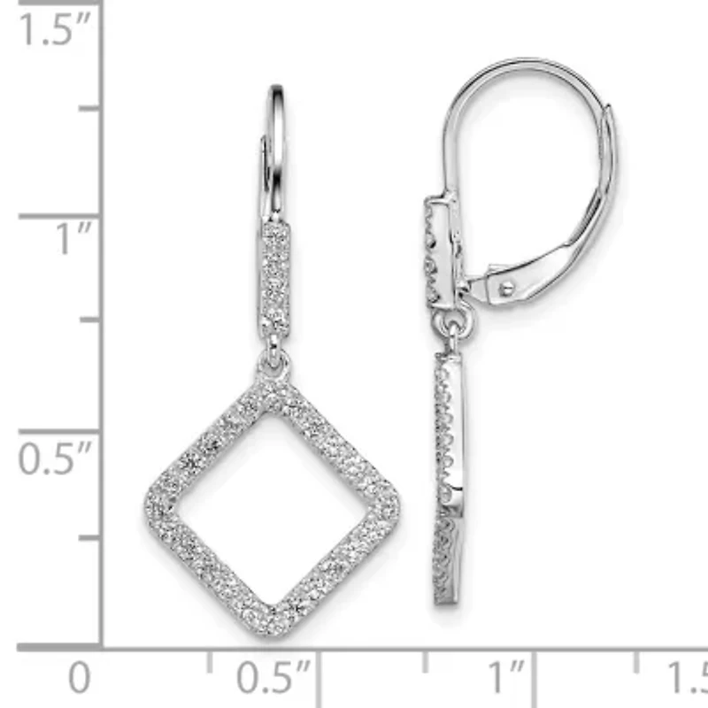 Lab Created 1/2 ct. t.w. Lab Grown Diamond Square Leverback Earring in 14K White Gold