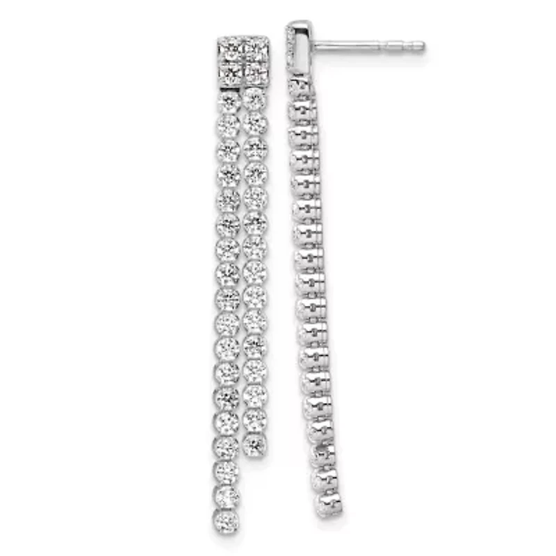 Lab Created 1.85 ct. t.w. Lab Grown Diamond Post Dangle Earrings in 14K White Gold