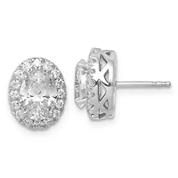 Lab Created 2.48 ct. t.w. Certified Lab Grown Diamond VS/SI+ G+ Oval Halo Post Earrings in 14K White Gold