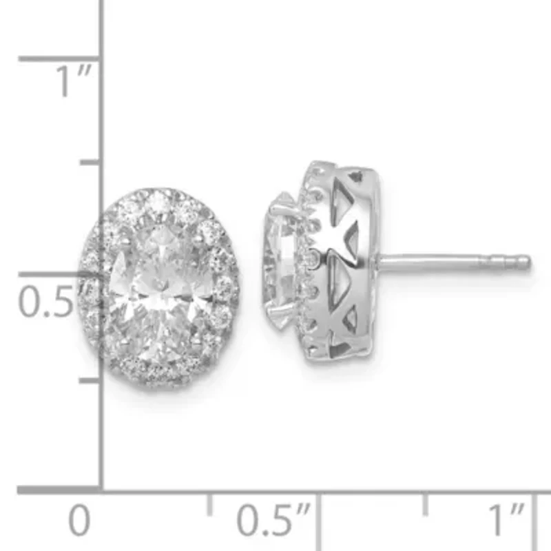 Lab Created 2.48 ct. t.w. Certified Lab Grown Diamond VS/SI+ G+ Oval Halo Post Earrings in 14K White Gold