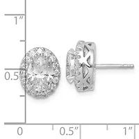 Lab Created 2.48 ct. t.w. Certified Lab Grown Diamond VS/SI+ G+ Oval Halo Post Earrings in 14K White Gold