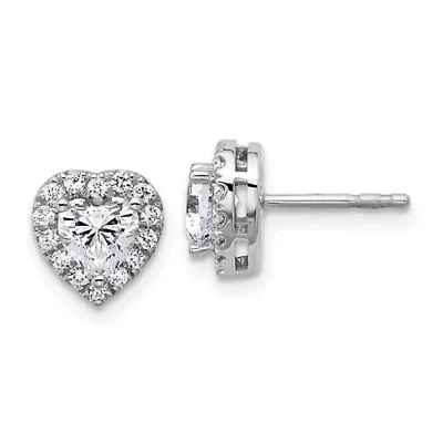 Lab Created 1.28 ct. t.w. Lab Grown Diamond VS/SI+ G+ Halo Heart Post Earrings in 14K White Gold