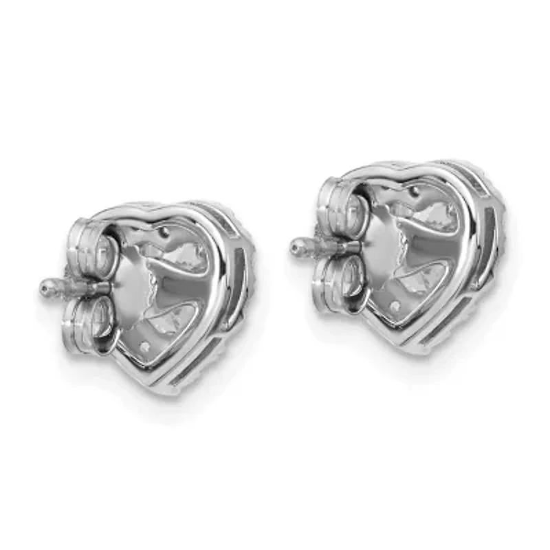 Lab Created 1.28 ct. t.w. Lab Grown Diamond VS/SI+ G+ Halo Heart Post Earrings in 14K White Gold
