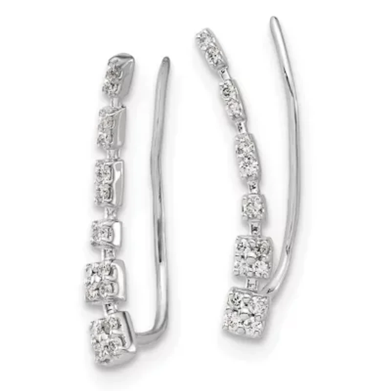 1/8 ct. t.w. Diamond Graduated Ear Climber Earrings in 14K White Gold