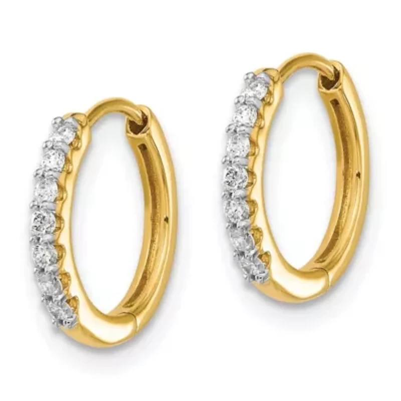 Lab Created 1/8 ct. t.w. Diamond Hoop Earrings in 14K Yellow Gold
