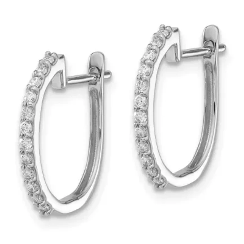 Lab Created 1/5 ct. t.w. Lab Grown Diamond 1.3mm Hinged Hoop Earrings in 14K White Gold