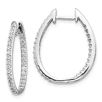 Lab Created 3/4 ct. t.w. Oro Spotlight Lab Grown Diamond In/Out Hinged Hoop Earrings in 14K White Gold