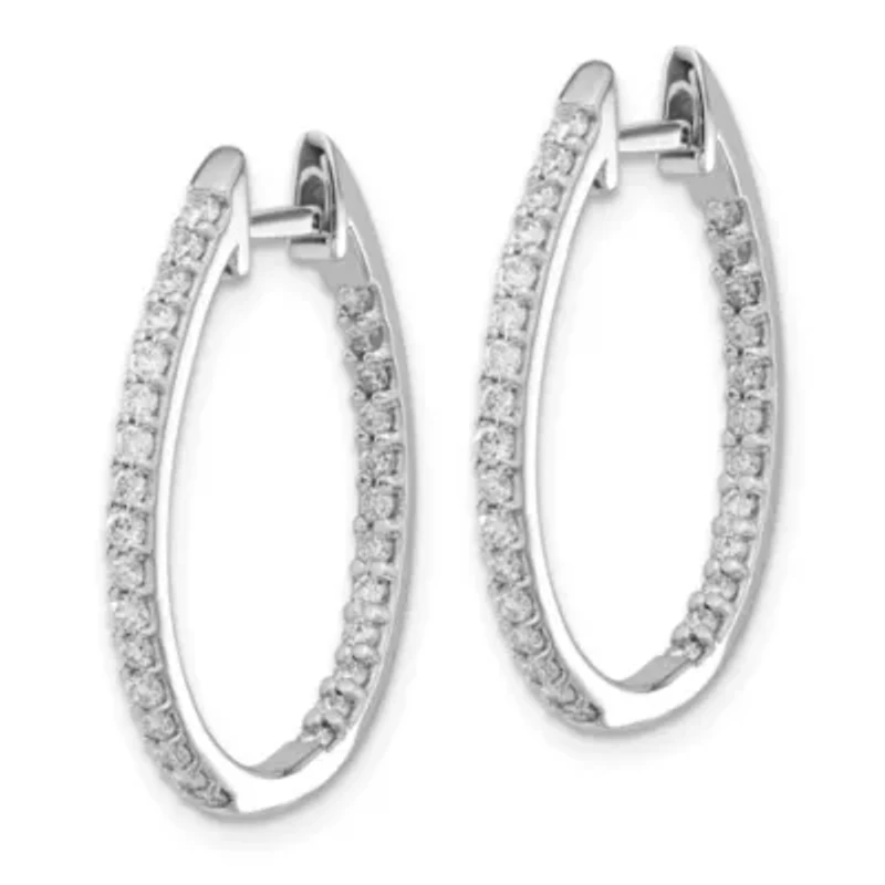 Lab Created 3/4 ct. t.w. Oro Spotlight Lab Grown Diamond In/Out Hinged Hoop Earrings in 14K White Gold
