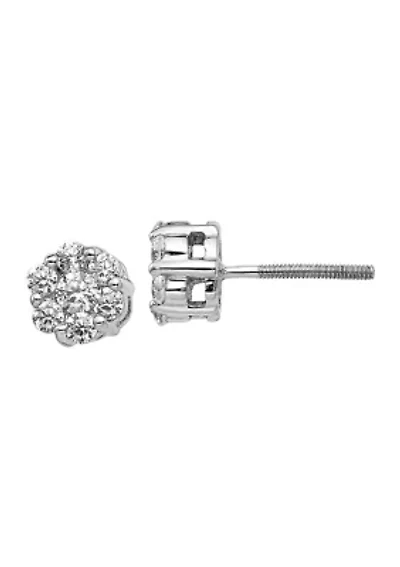 5/8 ct. t.w. Lab Grown Diamond Cluster Earrings in 14K White Gold