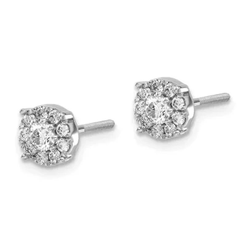 1/2 ct. t.w. Cluster Diamond Screw Back Post Earrings in 14K White Gold