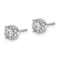 1/2 ct. t.w. Cluster Diamond Screw Back Post Earrings in 14K White Gold