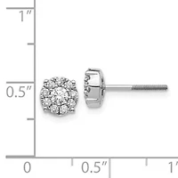 1/2 ct. t.w. Cluster Diamond Screw Back Post Earrings in 14K White Gold