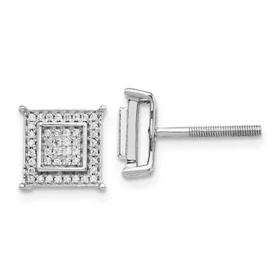 1/4 ct. t.w. Diamond Small Double Square Bezel Post Earrings in 14K White Gold