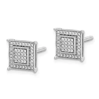 1/4 ct. t.w. Diamond Small Double Square Bezel Post Earrings in 14K White Gold