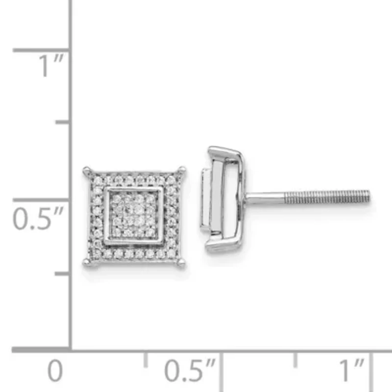 1/4 ct. t.w. Diamond Small Double Square Bezel Post Earrings in 14K White Gold