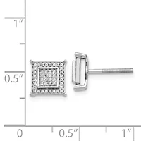 1/4 ct. t.w. Diamond Small Double Square Bezel Post Earrings in 14K White Gold
