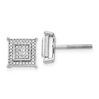 1/4 ct. t.w. Diamond Small Double Square Bezel Post Earrings in 14K White Gold