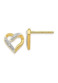 0.012 ct. t.w. Diamond Heart Post Earrings in 14K Yellow Gold