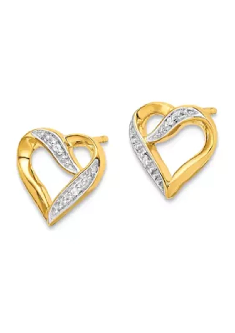 0.012 ct. t.w. Diamond Heart Post Earrings in 14K Yellow Gold