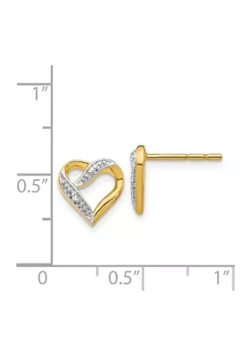 0.012 ct. t.w. Diamond Heart Post Earrings in 14K Yellow Gold