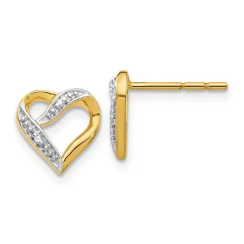 0.012 ct. t.w. Diamond Heart Post Earrings in 14K Yellow Gold