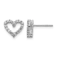 Lab Created 1/2 ct. t.w. Lab Grown Diamond VS/SI+ G+ Heart Post Earrings in 10K White Gold