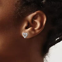 Lab Created 1/2 ct. t.w. Lab Grown Diamond VS/SI+ G+ Heart Post Earrings in 10K White Gold