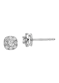 ct. t.w. Lab Grown Diamond Cushion Halo Earrings in 14K White Gold