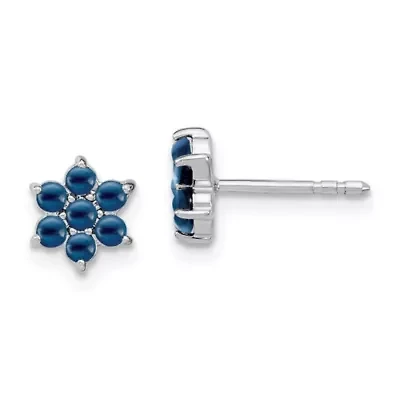 1.162 ct. t.w. Sapphire Floral Post Earrings in 14K White Gold