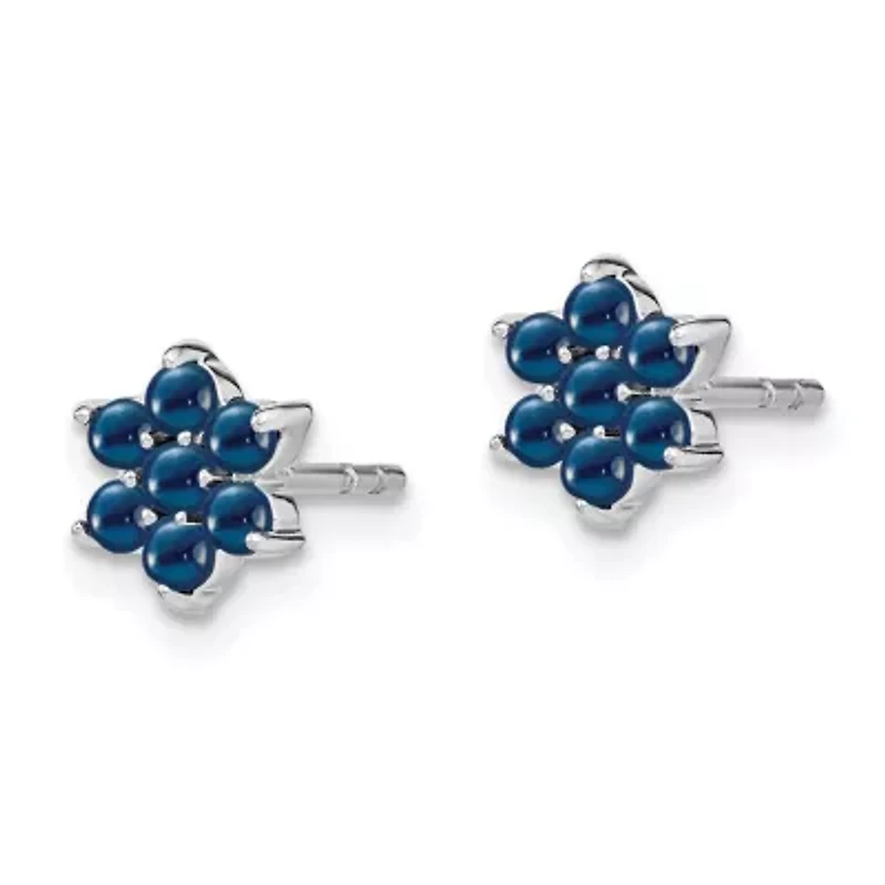 1.162 ct. t.w. Sapphire Floral Post Earrings in 14K White Gold
