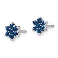 1.162 ct. t.w. Sapphire Floral Post Earrings in 14K White Gold