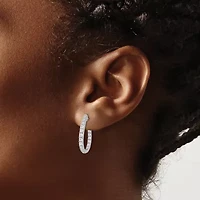 Lab Created 0.996 ct. t.w. Diamond J-Hoop Earrings in 14K White Gold