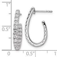 Lab Created 0.996 ct. t.w. Diamond J-Hoop Earrings in 14K White Gold