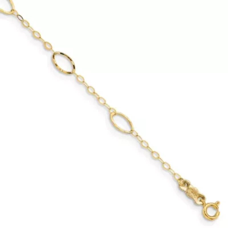 14K Yellow Gold Oval Design Diamond-cut Bracelet