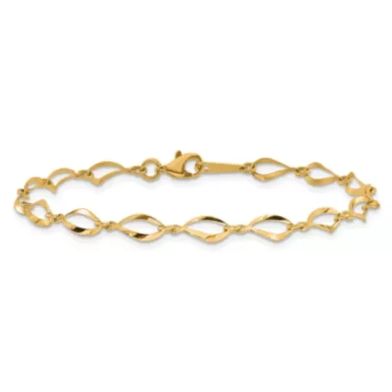 14K Yellow Gold Polished Fancy Link Bracelet