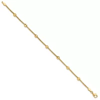 14K Yellow Gold Polished and Diamond-cut Beads Bracelet