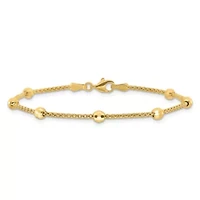 14K Yellow Gold Polished and Diamond-cut Beads Bracelet