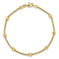 14K Yellow Gold Polished and Diamond-cut Beads Bracelet