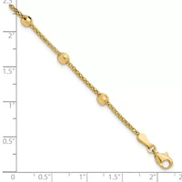 14K Yellow Gold Polished and Diamond-cut Beads Bracelet