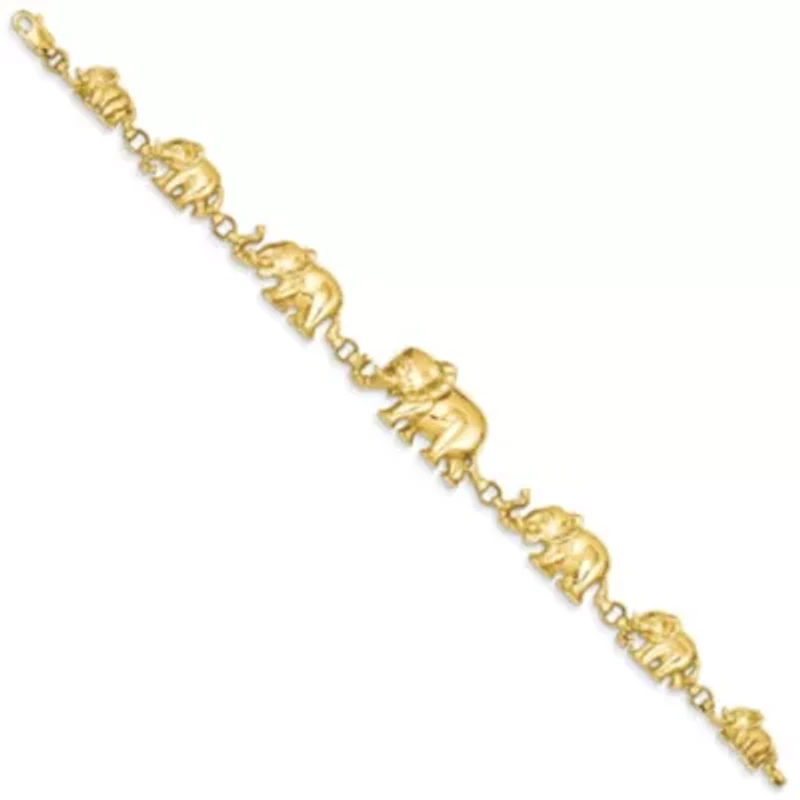 14K Yellow Gold Graduated Elephant Bracelet