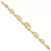 14K Yellow Gold Graduated Elephant Bracelet