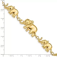 14K Yellow Gold Graduated Elephant Bracelet